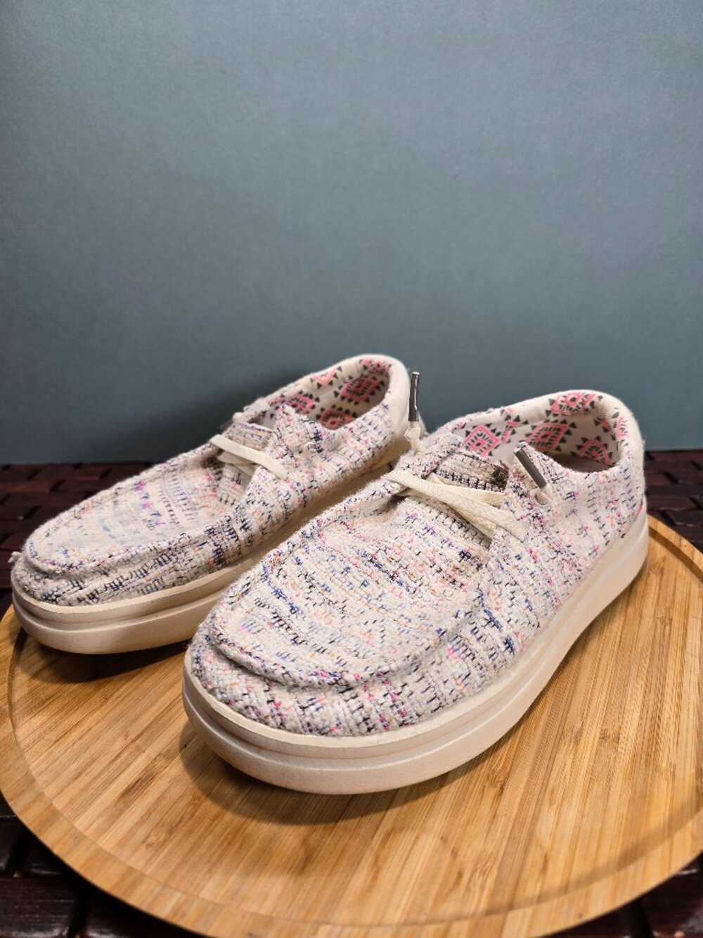 Hey Dude Wendy Rise Boho Loafers White Women Size 5